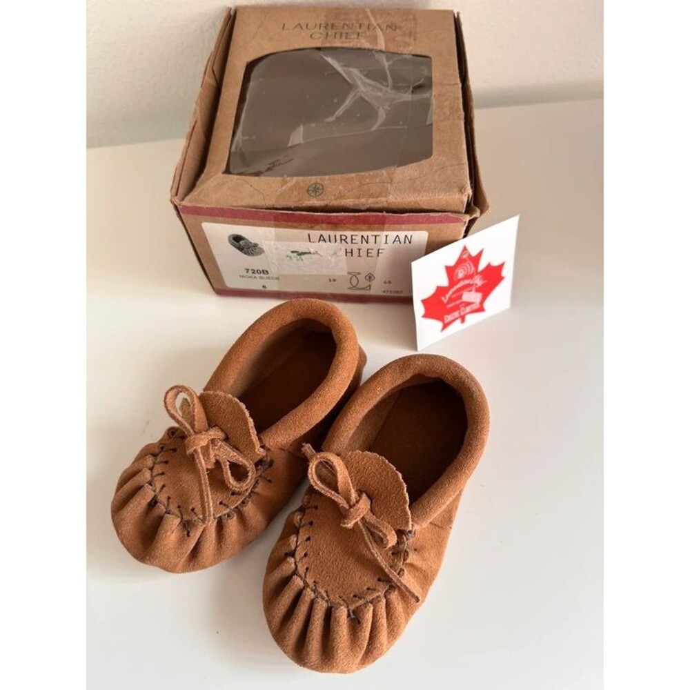 Laurentian Chief Moka Suede Leather Baby Moccasins